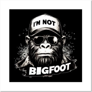 Bigfoot In Disguise Sunglasses Trucker Hat Posters and Art